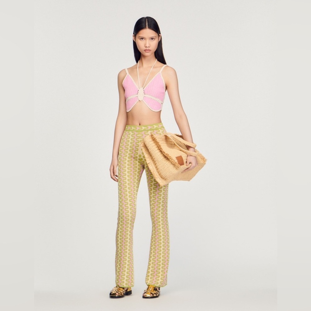 HOUSE OF HARLOW 1960 Retro Multicolor Patterned Knit Pants.